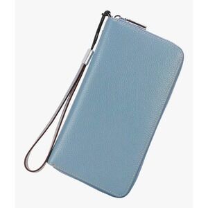 New Large Leather Zip Around Wallet Clutch Purse with Wristlet for Women